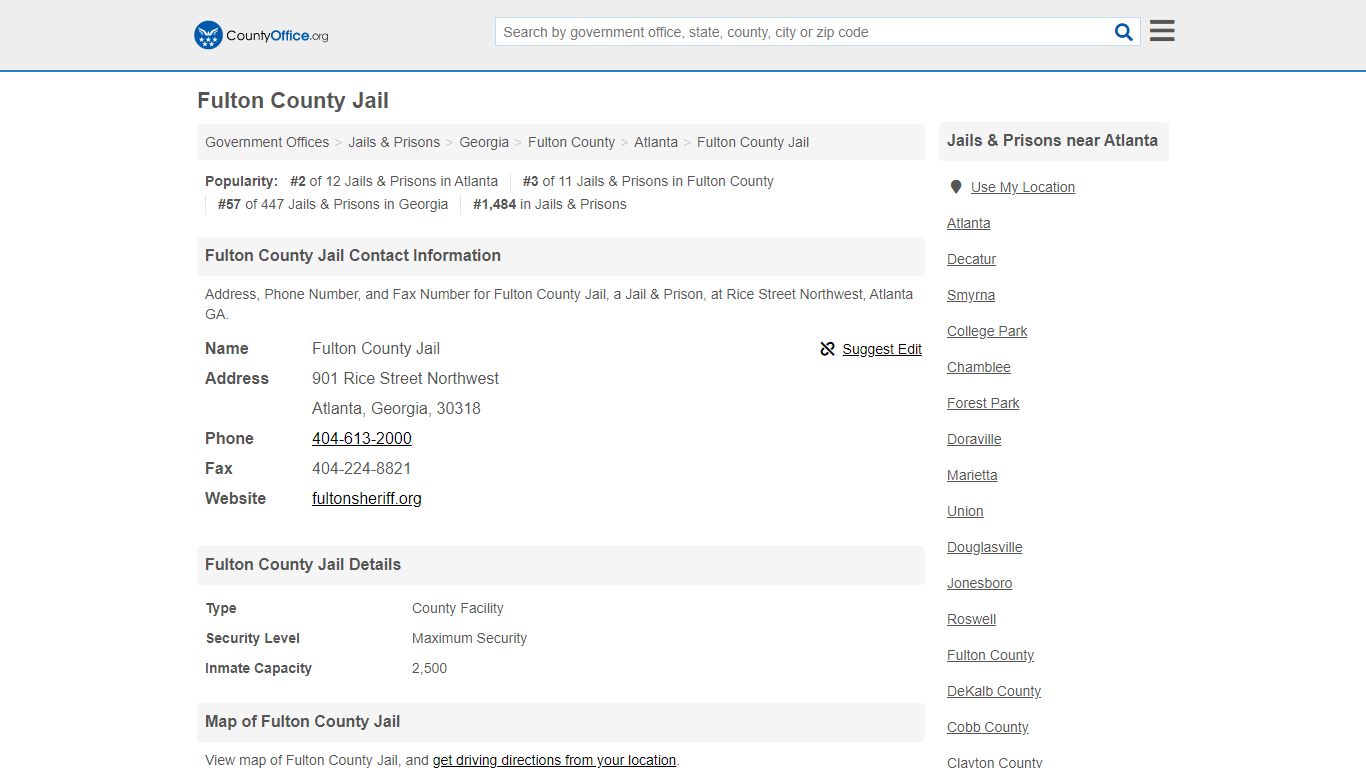 Fulton County Jail - Atlanta, GA (Address, Phone, and Fax)
